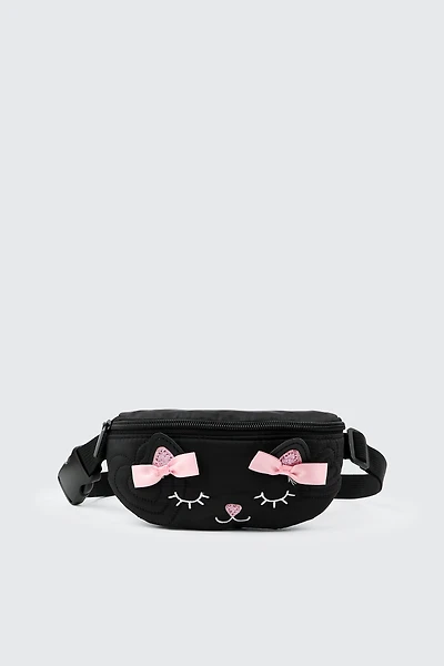 Ardene Kids Cat Fanny Pack in Black | 100% Recycled Polyester | Eco-Conscious