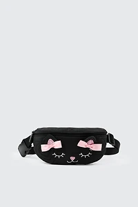 Ardene Kids Cat Fanny Pack in Black | 100% Recycled Polyester | Eco-Conscious