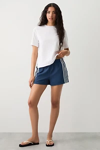 Ardene Track Shorts with Side Lace Trim in Dark Blue | Size | Polyester/Spandex