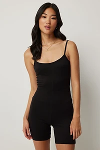 Ardene Basic Biker Short Romper in Black | Size | Polyester/Spandex | Eco-Conscious