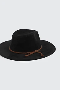 Chapeau fedora à cordon en faux suède