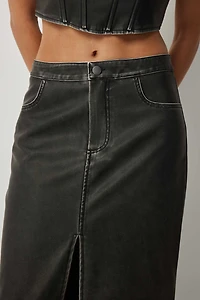 Jupe maxi en faux cuir délavé