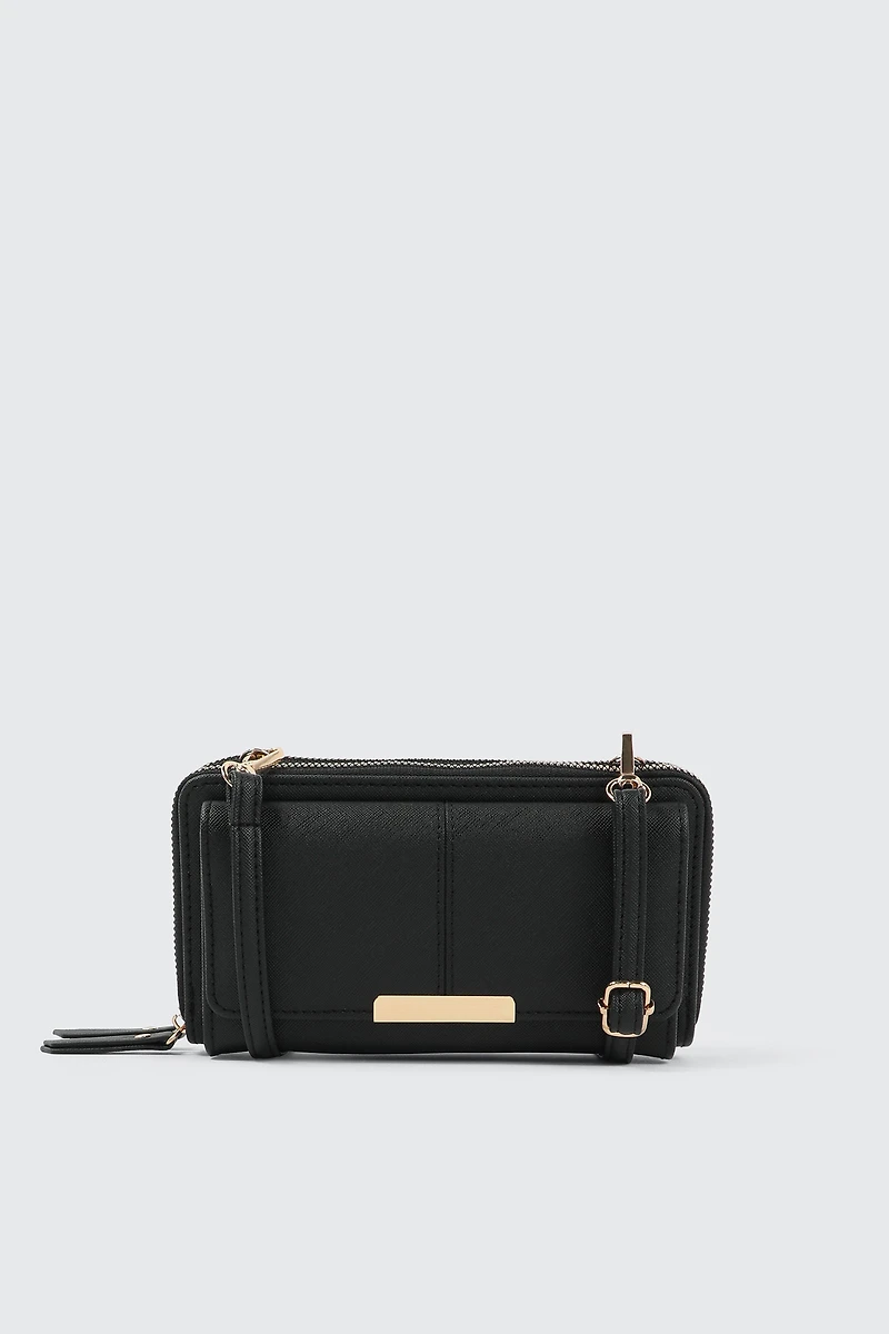 Ardene Crossbody Wallet in Black | 100% Recycled Polyester/Faux Leather | Eco-Conscious