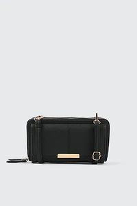 Ardene Crossbody Wallet in Black | 100% Recycled Polyester/Faux Leather | Eco-Conscious
