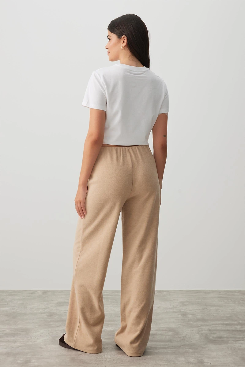 Pantalon à jambe large en tricot bross