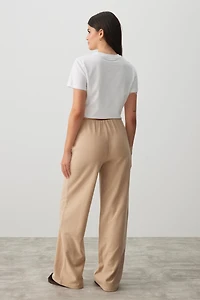 Pantalon à jambe large en tricot bross