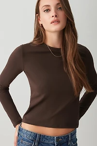 Ardene Basic Short Long Sleeve T-Shirt in | Size | Cotton/Elastane/Viscose | Eco-Conscious