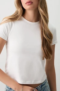 Ardene Effortless Everyday T-Shirt in White | Size XL | Cotton/Elastane | Eco-Conscious