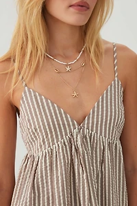 Robe courte style nuisette à col V rayée