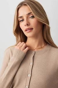 Ardene Short Classic Cardigan in Beige | Size | Polyester/Nylon