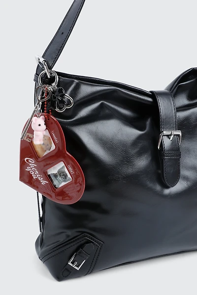 Ardene Multi Charm Keychain with Photo Frame in Burgundy