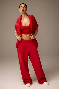 Ardene MADESOFT Fleece Straight Leg Sweatpants in Chili Pepper | Size | Polyester/Cotton | Eco-Conscious