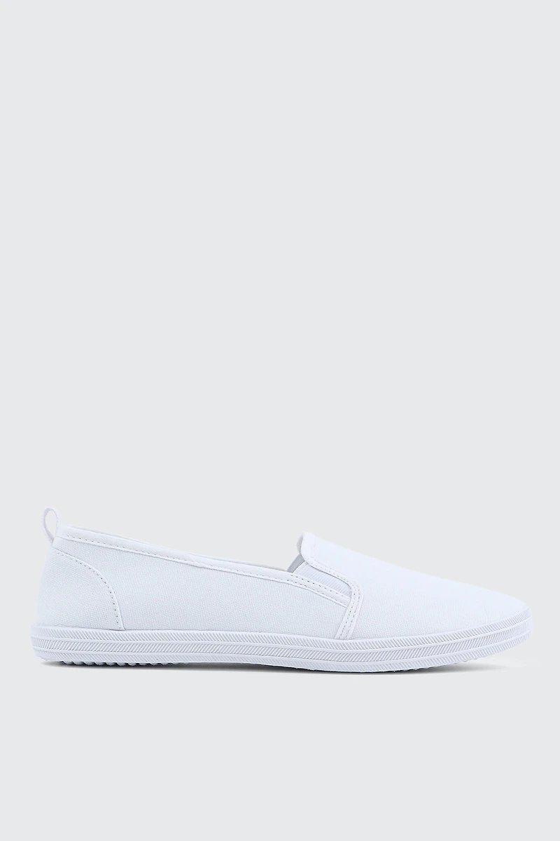 Ardene Canvas Slip On Sneakers in White | Size | Eco-Conscious