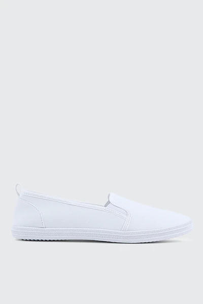 Ardene Canvas Slip On Sneakers in White | Size | Eco-Conscious