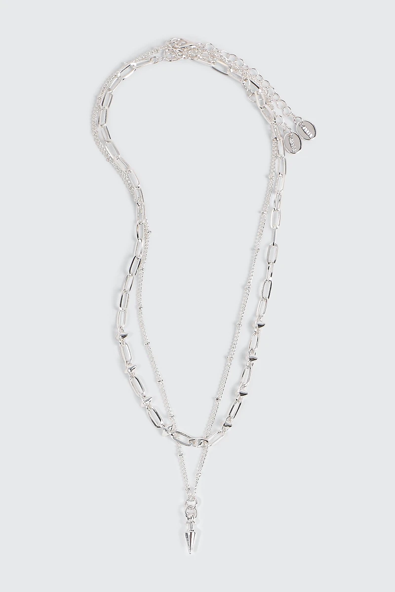 Ardene Spike Chain Necklace in Silver