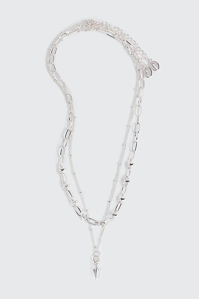 Ardene Spike Chain Necklace in Silver