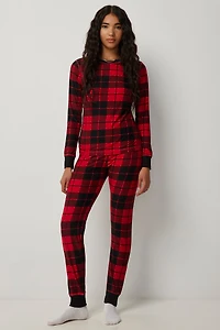 Ardene Skinny Jogger PJ Set in Red | Size XS | Polyester/Elastane | Eco-Conscious