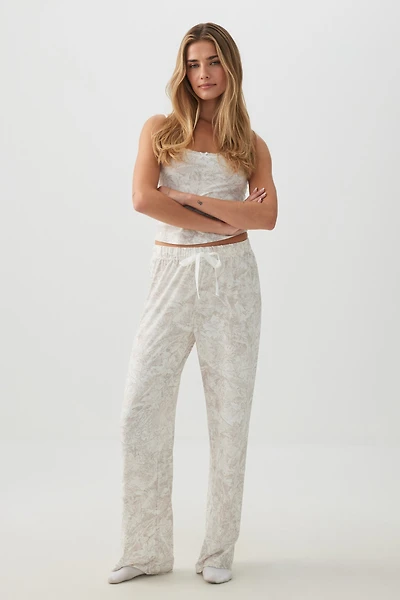 Ardene HUSHKNIT Camo PJ Pants in Beige | Size | Polyester/Spandex | Eco-Conscious