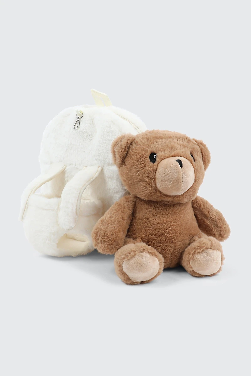 Mini sac à dos avec peluche amovible