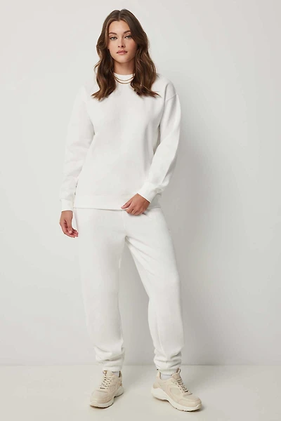 Ardene Solid Baggy Sweatpants in White | Size | Polyester/Cotton | Fleece-Lined | Eco-Conscious