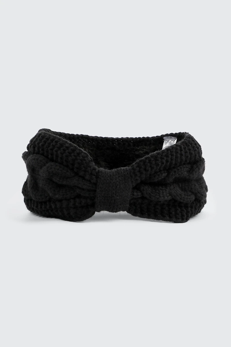 Ardene Cable Knit Headband in Black | Polyester