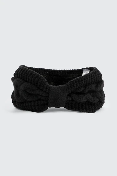 Ardene Cable Knit Headband in Black | Polyester
