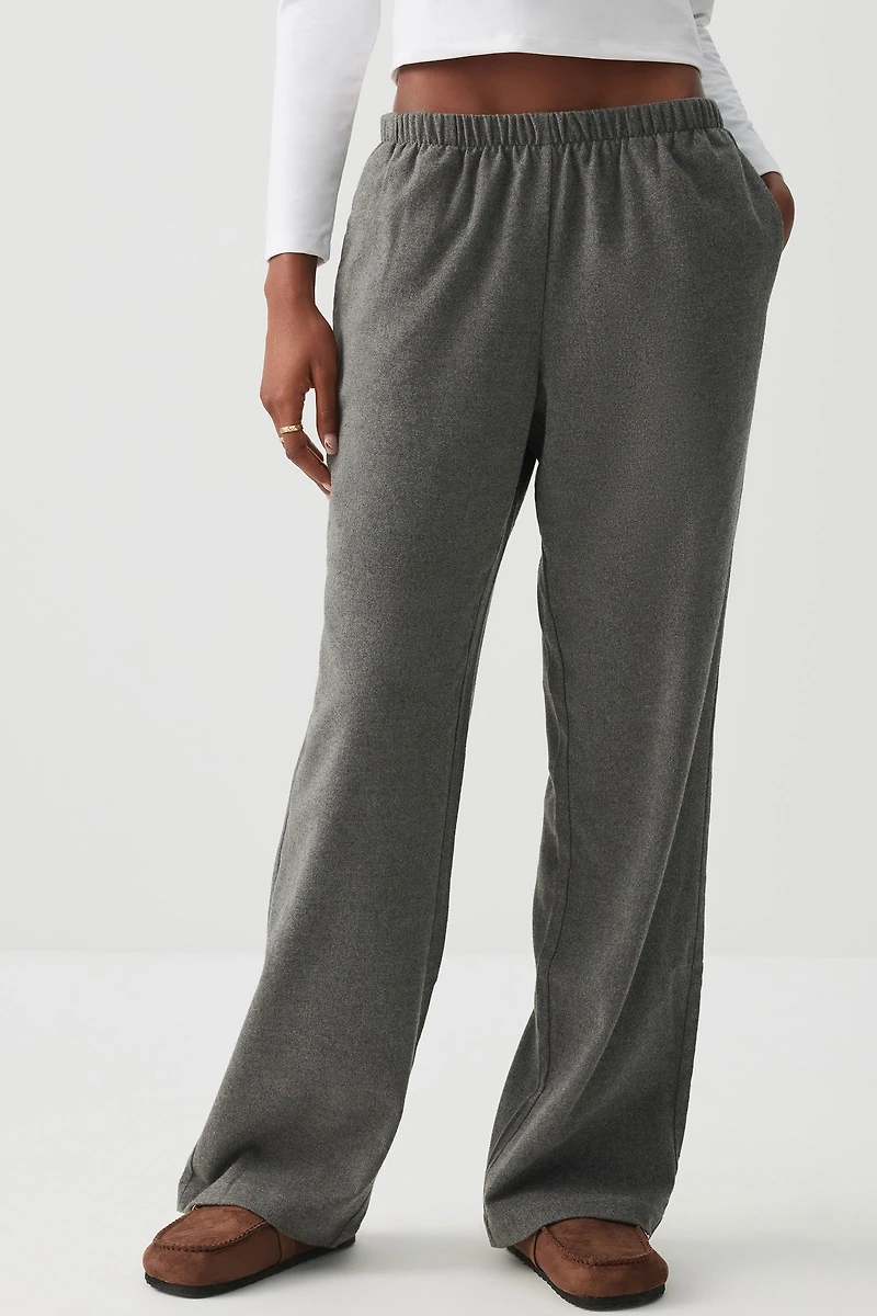 Pantalon à jambe large et taille mi-haute