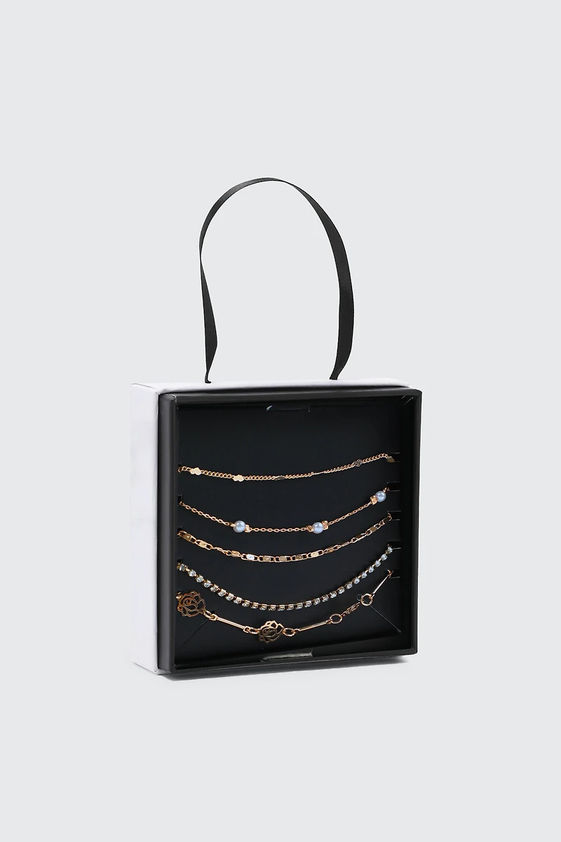 Ardene Rose Filigree Bracelet Gift Set in Gold