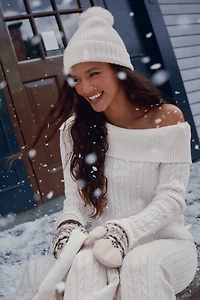 Chandail à épaules dénudées en tricot torsad