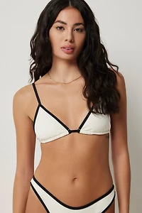 Ardene Contrast Trim Triangle Bikini Top in | Size | Polyester/Nylon/Elastane | Microfiber
