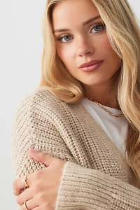 Cardigan à col V côtel