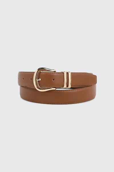 Ardene Double Loop Belt in Brown | Size Small | Faux Leather