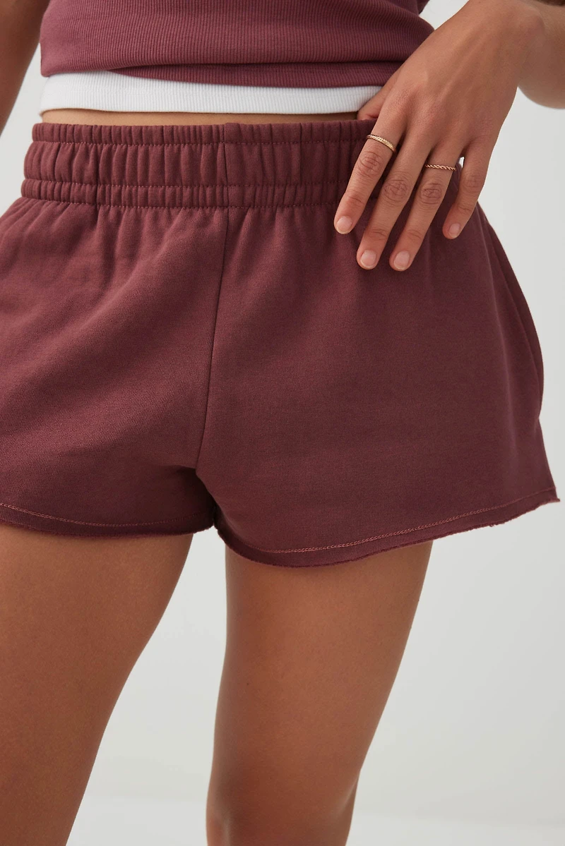 Short mini en molleton tricot taille basse