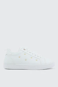 Ardene White Lace Up Sneakers in Off-White | Size | Eco-Conscious