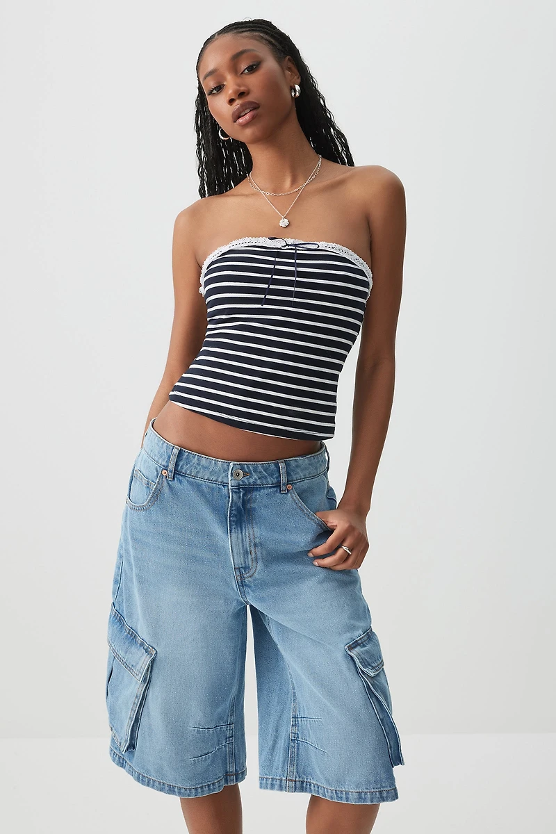 Haut tube rayé à boucle