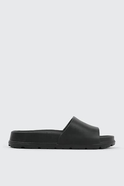 Ardene Chunky Sole Slides in Black | Size