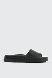 Ardene Chunky Sole Slides in Black | Size