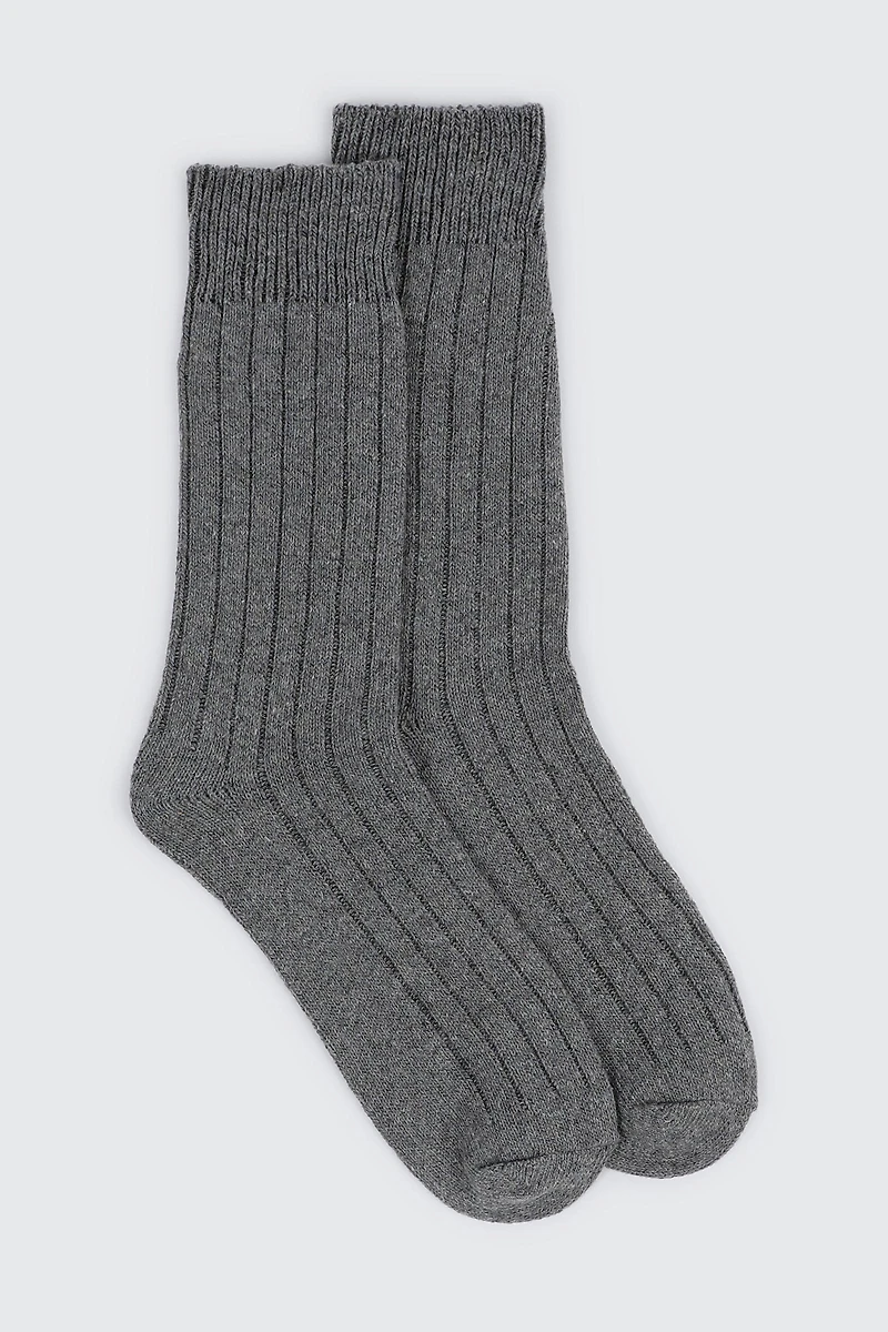 Ardene Man Rib Boot Socks For Men in Dark Grey | Polyester/Elastane