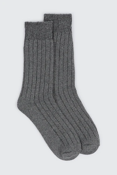 Ardene Man Rib Boot Socks For Men in Dark Grey | Polyester/Elastane