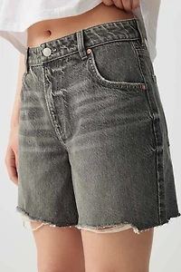 Bermuda en denim à taille mi-haute coupe détendue