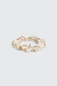 Ardene 2-Pack Semi-Precious Stone Bracelets in Beige