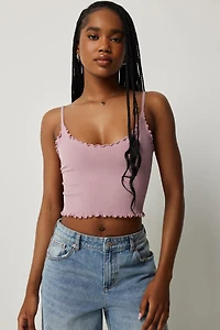 Ardene Basic Ultra Crop Seamless V-Neck Tank in Medium Purple | Size | Nylon/Elastane | Eco-Conscious