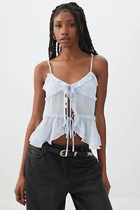Camisole à volants nouée l'avant