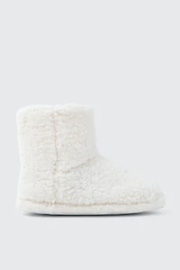 Ardene Berber Fleece Bootie Slippers in White | Size