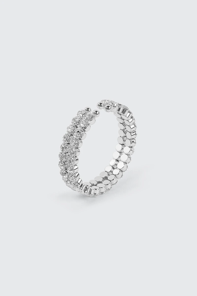 Ardene Two-Row Large Stone Bangle in Silver