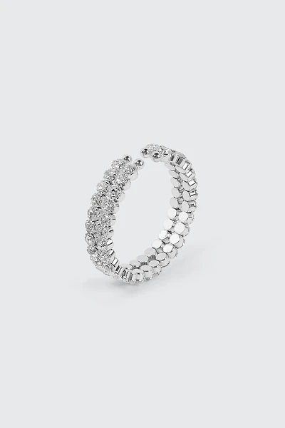 Ardene Two-Row Large Stone Bangle in Silver