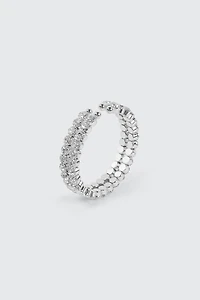 Ardene Two-Row Large Stone Bangle in Silver