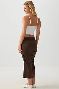 Jupe midi sculptante froncée