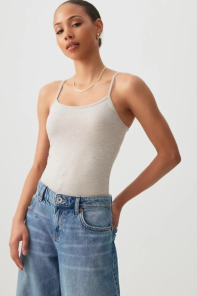 Ardene Basic Super Soft Spaghetti Strap Tank in Light Grey | Size | Polyester/Elastane | Eco-Conscious