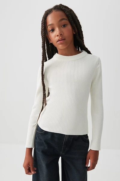 Ardene Kids Chenille Knit Sweater in Off-White | Size | Polyester